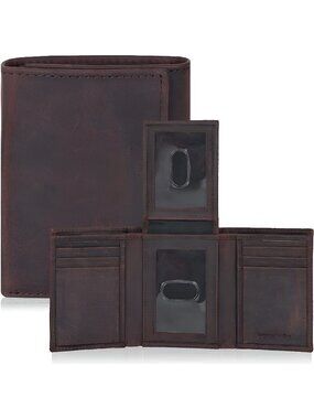 Trifold Wallets - RFID-Blocking Genuine Leather Wallet with 9 Card Slots for Men